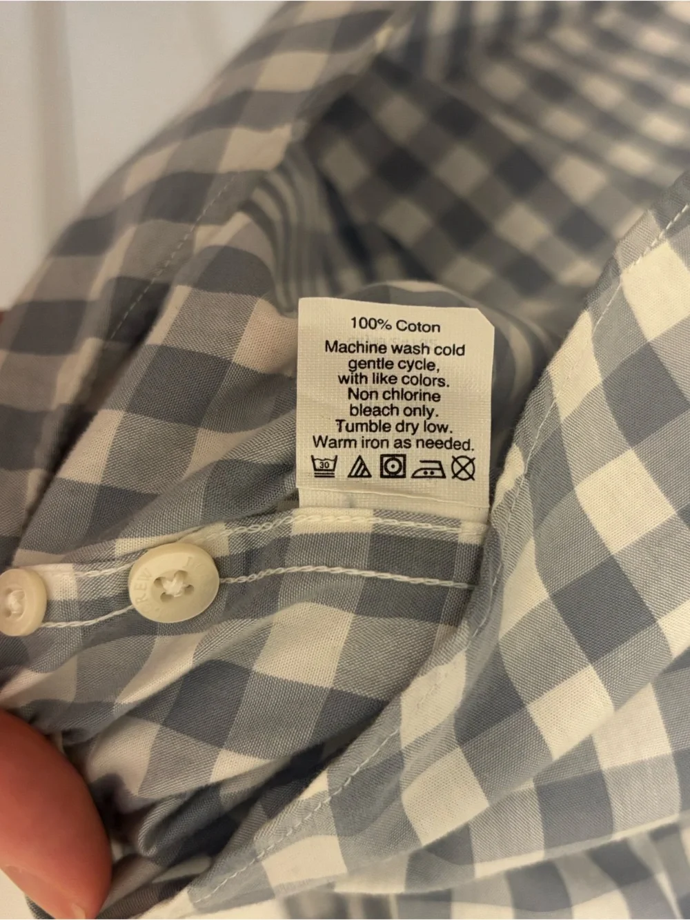 J. Crew Men's Blue and White Gingham Button-Down Shirt